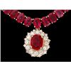 Image 3 : 14k Gold 65.5ct Ruby 1.35ct Diamond Necklace