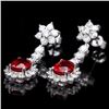 Image 3 : 14k Gold 4.00ct Ruby 2.50ct Diamond Earrings