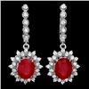 Image 1 : 14k Gold 8.00ct Ruby 1.40ct Diamond Earrings