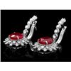 Image 3 : 14k Gold 8.00ct Ruby 1.40ct Diamond Earrings