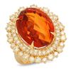 Image 1 : 14K Gold 17.24ct Citrine 2.20cts Diamond Ring