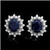 14k Gold 6ct Sapphire 1.25ct Diamond Earrings
