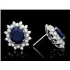 Image 3 : 14k Gold 6ct Sapphire 1.25ct Diamond Earrings