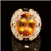 14K Gold 18.02ct Citrine, 1.40ct Orange Sapphire 1.25ct Diamond Ring