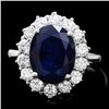 14k Gold 6.00ct Sapphire 1.40ct Diamond Ring