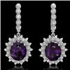 14K Gold 9.25ct Amethyst 1.44ct Diamond Earrings
