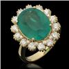 14K Gold 6.80ct Emerald 1.42ct Diamond Ring
