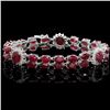 Image 1 : 14k White Gold 43ct Ruby 1.65ct Diamond Bracelet