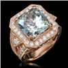 14K Gold 9.48ct Aquamarine & 2.10ct Diamond Ring