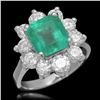 14K Gold 3.49ct Emerald 2.00ct Diamond Ring