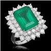 Image 1 : 14K Gold 6.92 Emerald 2.75 Diamond Ring