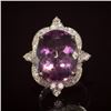 14K Gold 14.96ct Amethyst 1.21ct Diamond Ring