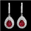 Image 2 : 14k Gold 6.50ct Ruby 1.70ct Diamond Earrings