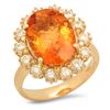 Image 1 : 14K Gold 4.79ct Citrine 0.3ct Fancy Color Diamond 1.00cts Diamond Ring