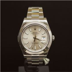 Rolex Stainless Steel Datejust 41mm Silver Dial Men's Wristwatch