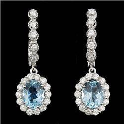 14k 3.00ct Aquamarine 1.35ct Diamond Earrings