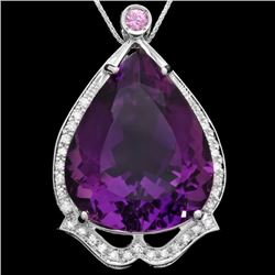 14k Gold 49ct Amethyst 0.50ct Diamond Pendant
