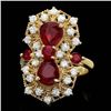Image 1 : 14k Yellow Gold 4.2ct Ruby 1.00ct Diamond Ring