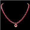 Image 1 : 14k Gold 55.7ct Ruby 2.70ct Diamond Necklace