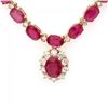 Image 2 : 14k Gold 55.7ct Ruby 2.70ct Diamond Necklace