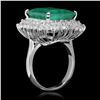 Image 2 : 14K Gold 11.26 Emerald 1.80 Diamond Ring