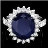 Image 1 : 14k Gold 6.30ct Sapphire 1.00ct Diamond Ring