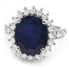 Image 2 : 14k Gold 6.30ct Sapphire 1.00ct Diamond Ring