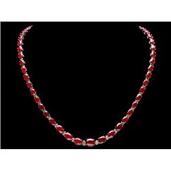 14k Gold 37.00ct Ruby 1.45ct Diamond Necklace