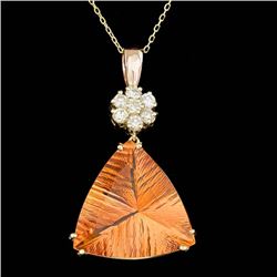 14k Gold 22.00ct Citrine 0.70ct Diamond Pendant