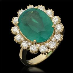 14K Gold 6.80ct Emerald 1.42ct Diamond Ring