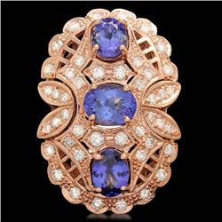 14k Rose 5.50ct Tanzanite 1.60ct Diamond Ring