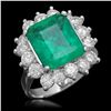 Image 1 : 18K Gold 4.18 Emerald 2.00 Diamond Ring