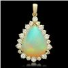 14K Gold 10.78ct Opal 2.15ct Diamond Pendant