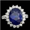 14k Gold 8.00ct Sapphire 1.20ct Diamond Ring