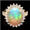 14k Yellow Gold 4.20ct Opal 1.10ct Diamond Ring