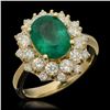 14K Gold 2.77ct Emerald & 1.37ct Diamond Ring
