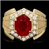 14k Gold 4.50ct Ruby 0.65ct Diamond Mens Ring