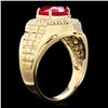 Image 2 : 14k Gold 4.50ct Ruby 0.65ct Diamond Mens Ring