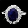 14k Gold 4.00ct Sapphire 1.00ct Diamond Ring