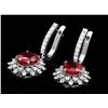 Image 1 : 14k Gold 8.00ct Ruby 2.00ct Diamond Earrings