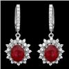 Image 2 : 14k Gold 8.00ct Ruby 2.00ct Diamond Earrings