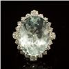 14K Gold 11.83ct Aquamarine 1.30ct Diamond Ring