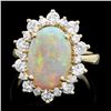 14k Yellow Gold 3.50ct Opal 1.60ct Diamond Ring
