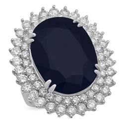14K Gold 25.57ct Sapphire 3.39ct Diamond Ring