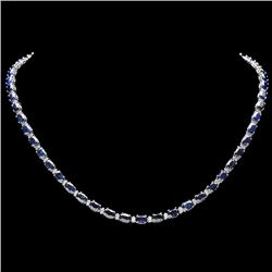 14k Gold 34ct Sapphire 0.90ct Diamond Necklace
