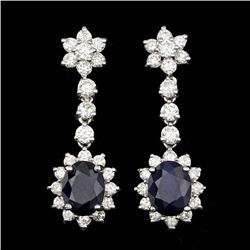 14k Gold 4.50ct Sapphire 2.35ct Diamond Earrings