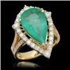 Image 1 : 14K Gold 3.82 Emerald 1.05 Diamond Ring