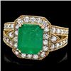 Image 1 : 14k Gold 2.70ct Emerald 1.30ct Diamond Ring
