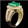 Image 2 : 14k Gold 2.70ct Emerald 1.30ct Diamond Ring