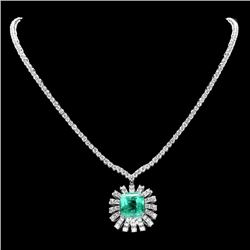 18k Gold 9.00ct Emerald 11ct Diamond Necklace